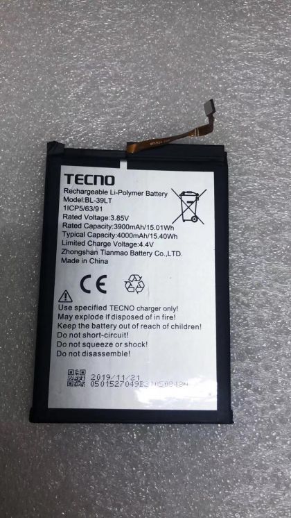 Батарея для Tecno Spark 4 KC2 / KC8 (BL-39LT 4000 mAh) /Original PRC/ 12 мес. гарантии