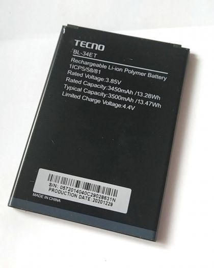 Батарея для Tecno BL-34ET / Tecno POP 3 (BB2) / Li-Pol 3500 mAh, 13.47 Wh, 3.85 V /Original PRC/ 12 мес. гарантии