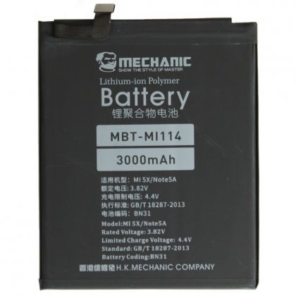 Батарея MECHANIC BN31 (3080 mAh) для Xiaomi Mi A1 / Redmi Note 5A / Redmi S2