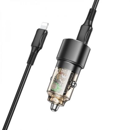 Авто Зарядное Устройство Borofone BZ20A Smart 83W dual port PD65W+QC3.0 Type-C to Lightning Черный