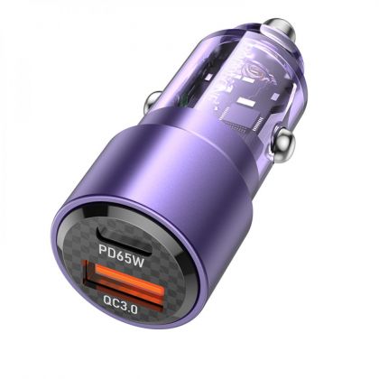 Авто Зарядное Устройство Borofone BZ20A Smart 83W dual port PD65W+QC3.0 Type-C to Type-C Фиолетовый