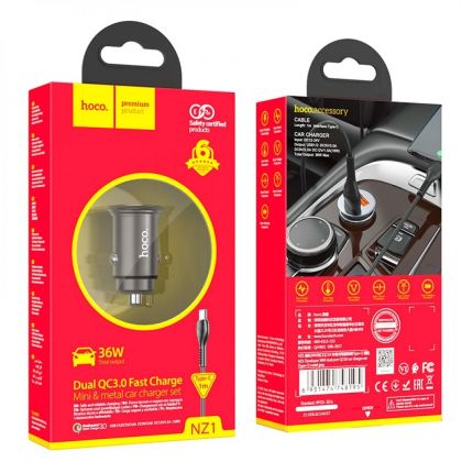 Авто Зарядное Устройство Hoco NZ1 36W QC3.0 Type C Чёрный