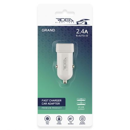 Авто Зарядное Устройство Ridea RCC-21012 Grand 2USB 2.4 A Белый