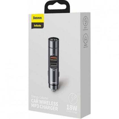 Автомобильное ЗУ Baseus Energy Column Bluetooth FM Launcher 3,1A 2USB CCNLZ-0G Gray