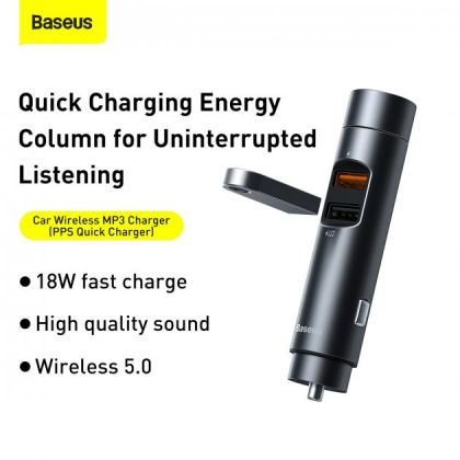 Автомобильное ЗУ Baseus Energy Column Bluetooth FM Launcher 3,1A 2USB CCNLZ-0G Gray