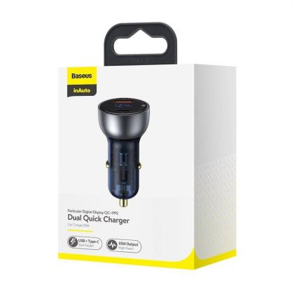 Автомобильное ЗУ Baseus Particular Digital Display PPS Dual Quick Charger 65W USB + Type-C CCKX-C0 Стальной