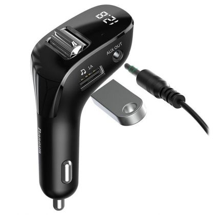 Автомобильное ЗУ Baseus Streamer F40 Bluetooth FM Launcher 15W 2USB CCF40-01 Black