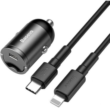 Автомобильное ЗУ Baseus Tiny Star Mini PPS 30W Type-C (Type-C to Lightning 18W Cable) TZVCHX-0G Gray