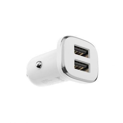 Автомобильное ЗУ Borofone BZ12 2.4A 2 USB + Кабель USB to Lightning  White