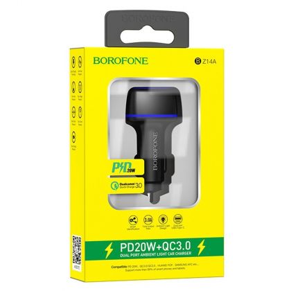 Автомобильное ЗУ Borofone BZ14A PD20W+QC3.0 3A Black