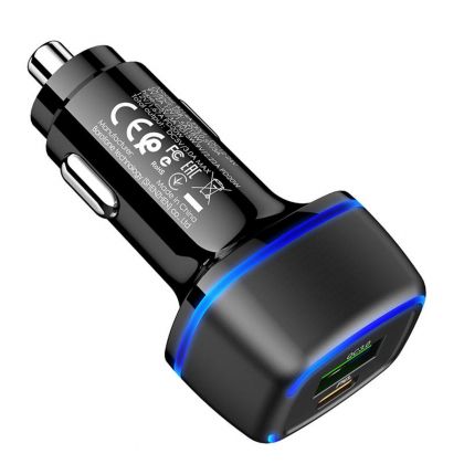 Автомобильное ЗУ Borofone BZ14A PD20W+QC3.0 Type-C to Type-C 3A Black