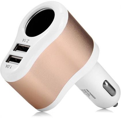 Автомобильное ЗУ Hoco UC206 (2USB/ 3.1A) с гнездом прикуривателя White