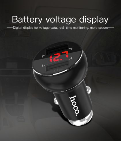 Автомобильное ЗУ Hoco Z22 LED 2 USB Black
