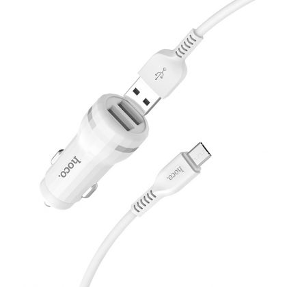 Автомобильное ЗУ Hoco Z23 2USB Micro White