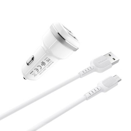 Автомобильное ЗУ Hoco Z23 2USB Micro White