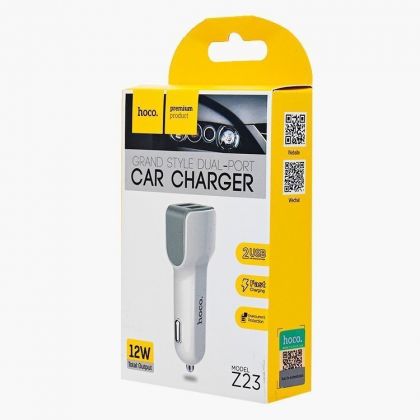 Автомобильное ЗУ Hoco Z23 2USB White