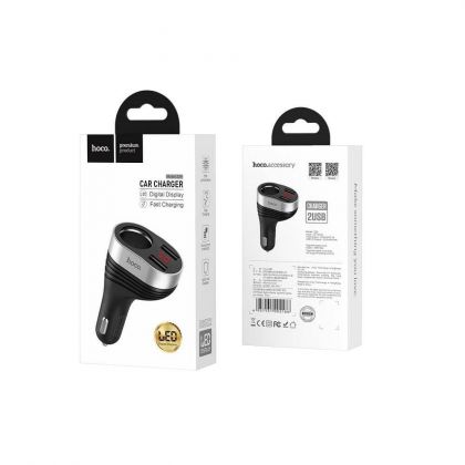 Автомобильное ЗУ Hoco Z29 Regal Digital Display Cigarette Lighter 2USB 3.1A Black