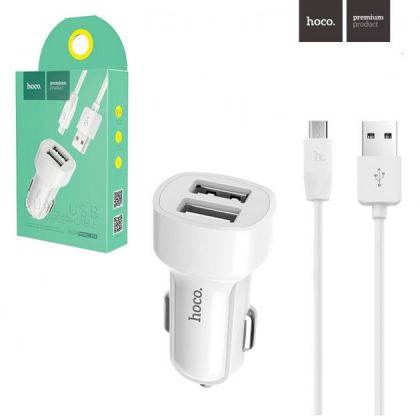 Автомобильное ЗУ Hoco Z2A (2USB/ 2.4A) + Cable Micro USB White