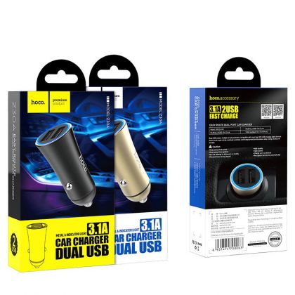 Автомобильное ЗУ Hoco Z30A 2USB 3.1A Black