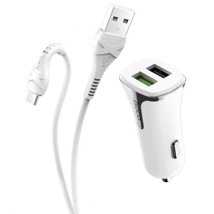 Автомобильное ЗУ Hoco Z31 QC3.0 (2USB/ 3.4A) + Cable Micro USB White