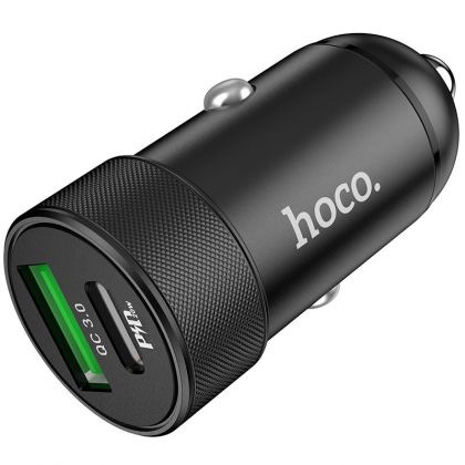 Автомобильное ЗУ Hoco Z32B PD+QC3.0(1USB/ 1USB-C/ 4A) + Cable Type-C to iPhone Gray
