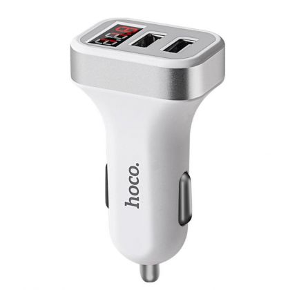 Автомобильное ЗУ Hoco Z3 (2USB/ 3.1A) с дисплеем White