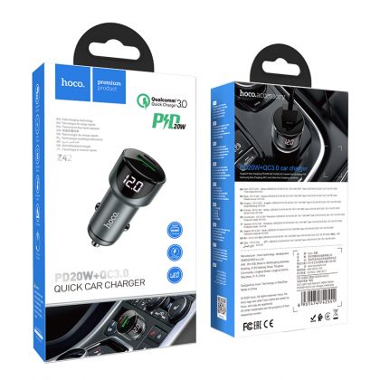 Автомобильное ЗУ Hoco Z42 PD20W+QC 3.0 Black