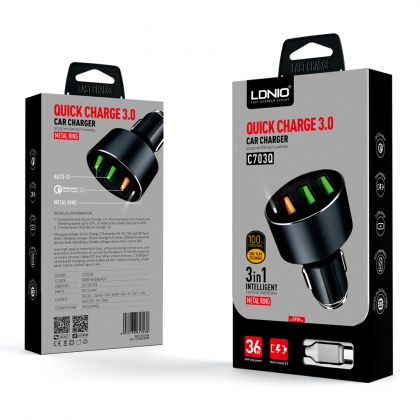 Автомобильное ЗУ LDNIO C703Q / micro-USB Black