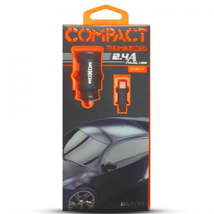 Автомобильное ЗУ Moxom MX-VC03 2.4A 2USB + Cable microUSB Black