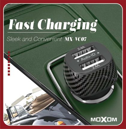 Автомобильное ЗУ Moxom MX-VC07 2.4A 2USB Black