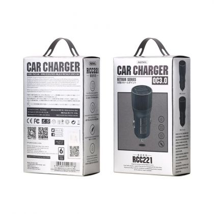 Автомобильное ЗУ Remax RCC-221 Retour 3.0A 2USB Quick Charge dark grey