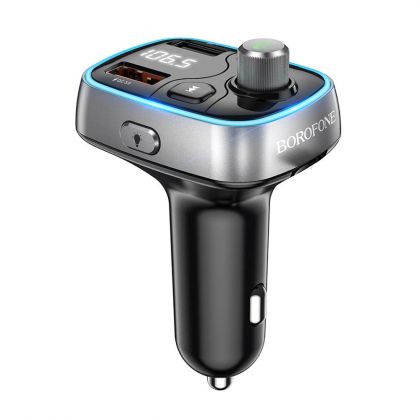 Автомобильное зарядное устройство Borofone BC32 2 USB QC c FM-модулятором серебристо-черное