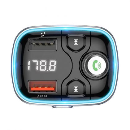 Автомобильное зарядное устройство Borofone BC32 2 USB QC c FM-модулятором серебристо-черное