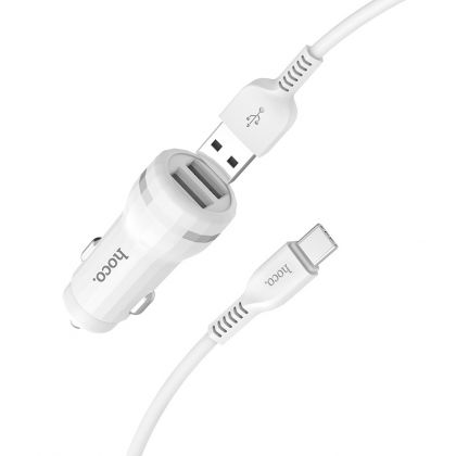 Автомобильное ЗУ Hoco Z27 2USB 2.4A / Type-C White