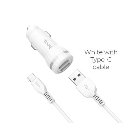 Автомобильное ЗУ Hoco Z27 2USB 2.4A / Type-C White