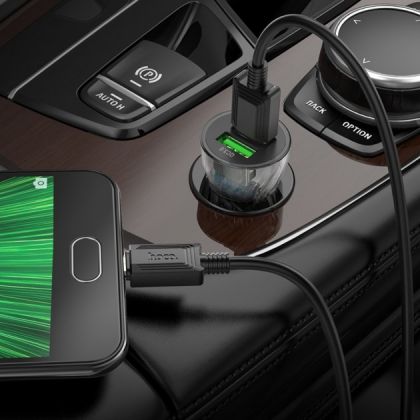 Автомобильное зарядное устройство Hoco Z47 2 USB QC 20W черное