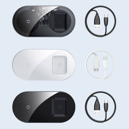 Беспроводное ЗУ Baseus Simple 2in1 Pro Edition For Phones+Pod 15W WXJK-C 3.0A Прозрачный