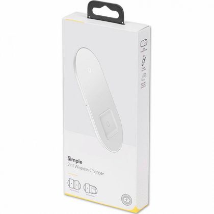 Беспроводное ЗУ Baseus Simple 2in1 (WXJK-02) White (Phone + Pods)