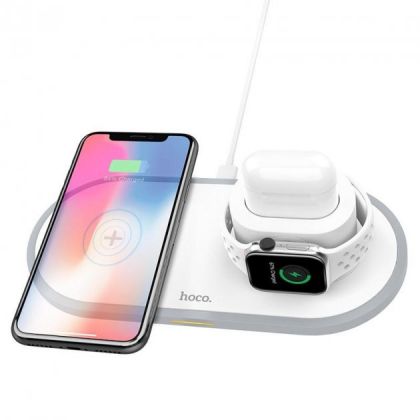 Беспроводное ЗУ Hoco CW21 Wisdom 15W 3in1  iPhone/iWatch/AirPods 2A White