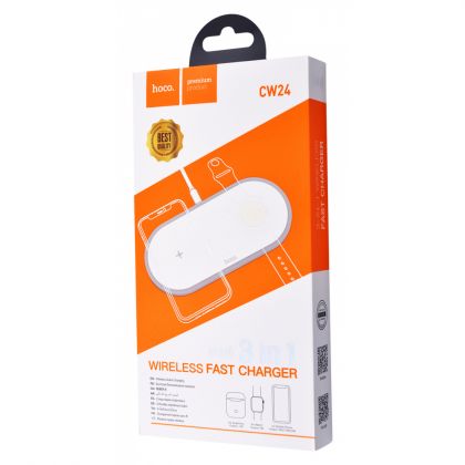 Беспроводное ЗУ Hoco CW24 3 in 1 Fast Charger 15W White