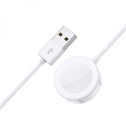 Беспроводное зарядное устройство Borofone BQ13 для Apple Watch (iWatch 1-8, SE/SE2/Ultra) магнитное белое