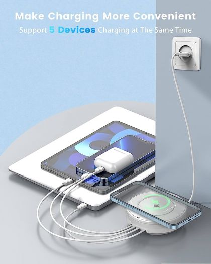 Беспроводное зарядное устройство Ldnio AW003 3 USB/ Type-C QC PD 32W белое