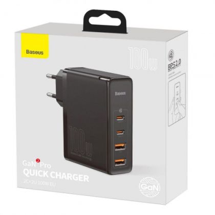 Сетевое Зарядное Устройство Baseus GaN2 Pro Quick Charger 2C+2U 100W CCGAN2P-L Чёрный, 01