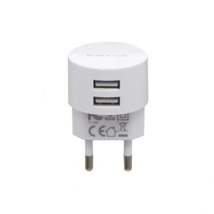 Сетевое Зарядное Устройство Borofone BA23A 2USB 2.4A Белый