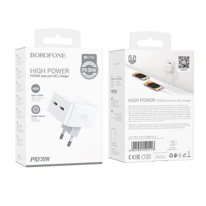 Сетевое Зарядное Устройство Borofone BA76A Source PD/QC 35W Белый