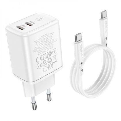 Сетевое Зарядное Устройство Borofone BN9 Reacher PD/QC (2 USB-C) 35W Type-C to Type-C Белый