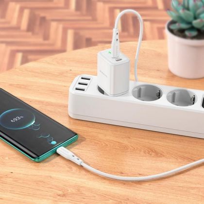 Сетевое Зарядное Устройство Borofone BN9 Reacher PD/QC (2 USB-C) 35W Type-C to Type-C Белый