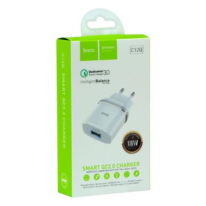 Сетевое Зарядное Устройство Hoco C12Q QC 3.0 18W Белый