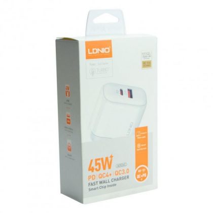 Сетевое Зарядное Устройство LDNIO A2526C PD/QC 45W Белый