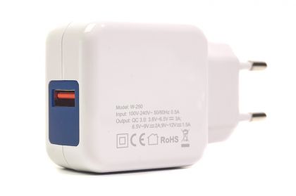 Зарядное устройство PowerPlant W-250 USB QC 3.0: 220V, 3A